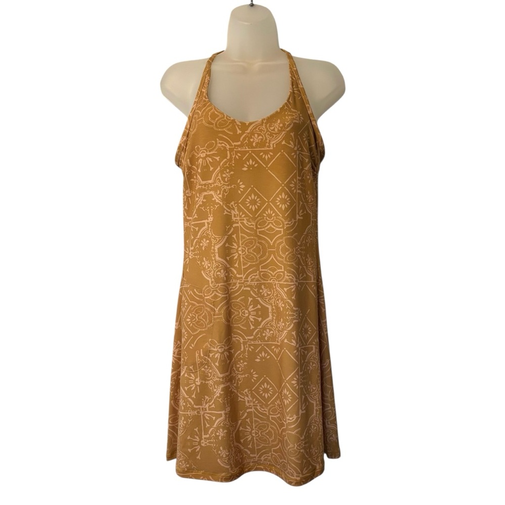 Prana Patterned Tan Sleeveless Dress Yellow Women’s Size Small Gorpcore Outdoors